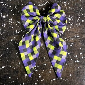 Custom Purple & Green Checkered Sailor Bow